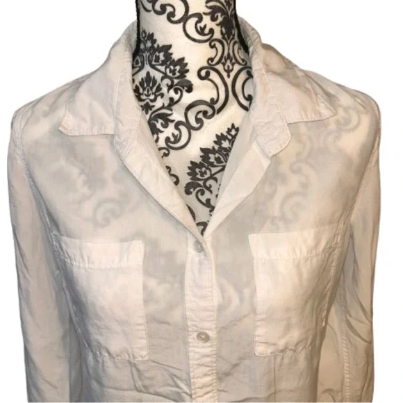 Thread + Supply Women's XS White Tailored Button-Up Long Sleeve Top - Picture 3 of 16